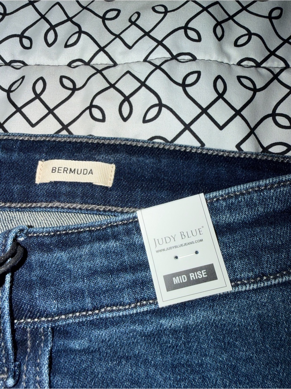 Judy Blue Mid Rise Dark Blue Denim Bermuda Shorts - Picture 3 of 8